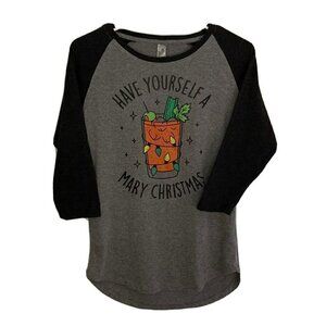 Instant Message Women’s ‘Have Yourself A Mary Christmas’ Raglan Sleeve T-Shirt-M